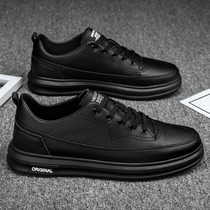 Spring waterproof and non-slip chef mens shoes trendy all-match sneakers kitchen special all black casual leather shoes tide shoes