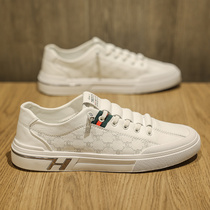 Mens shoes 2022 new trendy summer breathable thin one pedal lazy casual leather shoes all-match sports small white board shoes