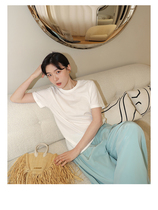 CHANDOOIVY gives back to Japan imported heavy weight 60S high twist cotton embroidery logo woven texture loose T-shirt