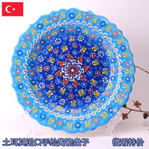 Turkish original imported hand-painted decorative ceramic plate porcelain swing plate hanging plate handmade micro-defects special blue