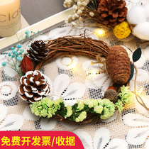 Kindergarten pine cone decoration Christmas rattan circle pendant dry branches Sen Department handmade diy material package wood art frame I