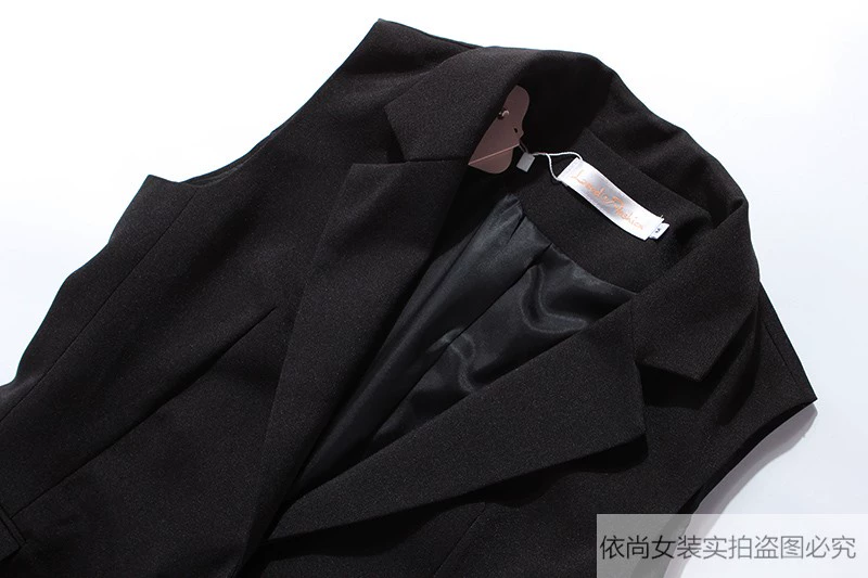 Mới của phụ nữ không tay phù hợp với áo khoác vest quần tây thẳng quần ống rộng thời trang bộ đồ chuyên nghiệp phù hợp với màu đen - Bộ đồ