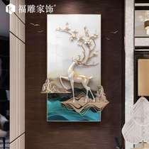 Modern new Chinese porch decoration painting into the home aisle hanging painting Chinese style corridor 3D three-dimensional relief vertical wall decoration