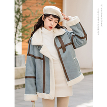 ins Port wind Pike cotton-padded women winter 2021 New chic short hipster lamb coat students