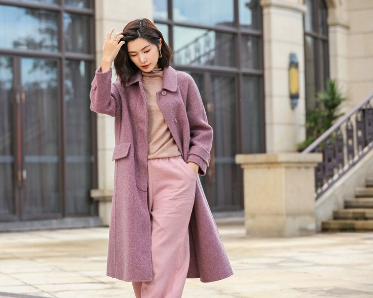 Thương hiệu Jonita dành cho phụ nữ mùa thu và mùa đông năm 2021 len mới áo khoác len cashmere hai mặt len ​​dài giữa hai mặt của thương hiệu Jonita - Trung bình và dài Coat