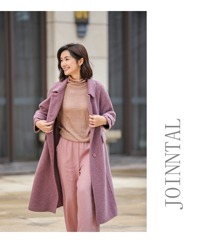 Thương hiệu Jonita dành cho phụ nữ mùa thu và mùa đông năm 2021 len mới áo khoác len cashmere hai mặt len ​​dài giữa hai mặt của thương hiệu Jonita - Trung bình và dài Coat