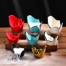 Sashimi plate decoration creative dry ice pot dry ice cup container small ornaments seafood poses plate decoration cold dish decoration