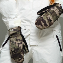 Ski gloves womens winter two fingers waterproof veneer double plate thick and warm mens fingers