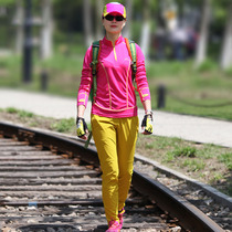 Quick-drying pants womens outdoor sports suit summer sun protection stand collar long sleeve T-shirt quick-drying pants hiking clothing