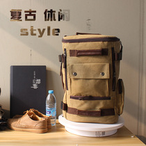 Mens canvas shoulder Junior college student school bag Vintage computer backpack Large capacity mountaineering outdoor travel bag