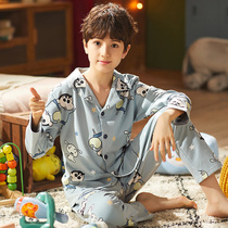 Childrens pajamas boys spring and autumn cotton long sleeve childrens thin suit medium-sized children cartoon boy baby home clothes