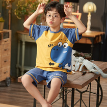 Childrens pajamas cotton boys summer short-sleeved thin medium-big boy boy cartoon boy home clothing set