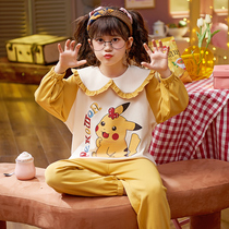 Girls pajamas spring and autumn cotton thin long sleeve childrens girl suit