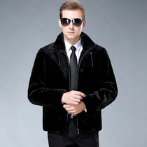 2022 New Imported Mink Velvet Fur Coat Mens Dad Wear Mink Fur Whole Mink Stand Collar Jacket Windproof Coat Winter