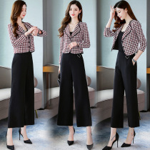 Career suit Women 2022 Spring loaded new name Yuanyuan Temperament Fashion Ocean High Waist Display Slim and slim fit pants Two sets