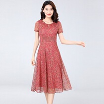 European station silk dress 2021 new summer female middle-aged mother high-end mulberry silk young cheongsam improved cheongsam