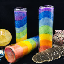 Seven chakras colored candles Seven days and seven nights energy ceremony Frost candle glass jar Lucky cause