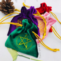 Crystal tarot herbal Luen custom cloth bag double-sided embroidery Flower of life five-pointed star sachet bag prayer