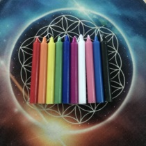 Ritual candle altar White red Pink Orange Yellow Green Blue Purple Seven days seven colors