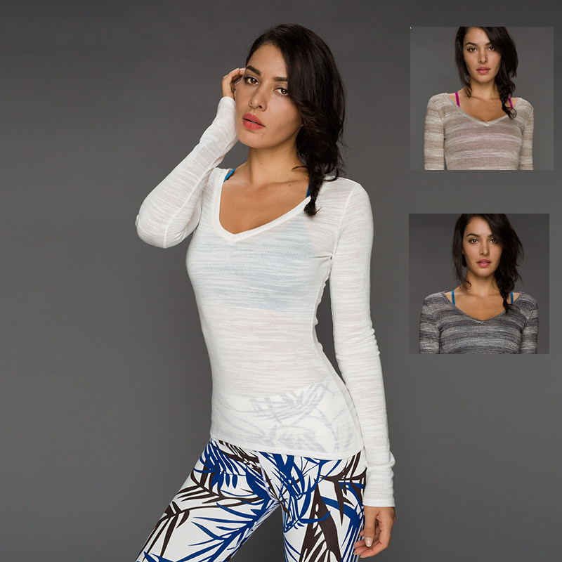 leana丽娜瑜伽t恤女长袖2017新款休闲上衣紧身健身运动跑步衣服冬