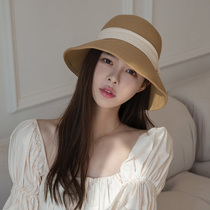 2021 simple basin hat female bow straw hat anti-ultraviolet big edge beach sun protection foldable sun hat straw hat