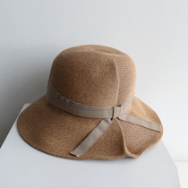 2021 Japanese female sunscreen bonnet hat webbing bow wrinkled fisherman hat casual sun hat foldable straw hat