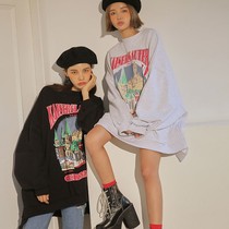 Special terry cotton vests Korea east gate letter printing bat sleeve college large size loose leisure bf trend