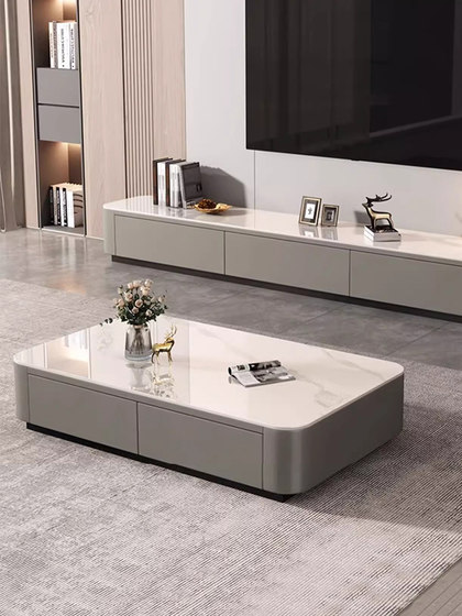 록 슬래브 커피 테이블 테이블 거실 홈 현대 간단한 2024 New Light Luxury 고급 층 스탠딩 TV 캐비닛 조합 록 슬래브 커피 테이블 테이블 거실 홈 현대 간단한 2024 New Light Luxury 고급 층 스탠딩 TV 캐비닛 조합