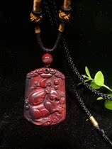 Natural Guilin chicken blood jade Qiankun material black bottom red fashion mini 12 Zodiac brand necklace pendant pendant for men and women