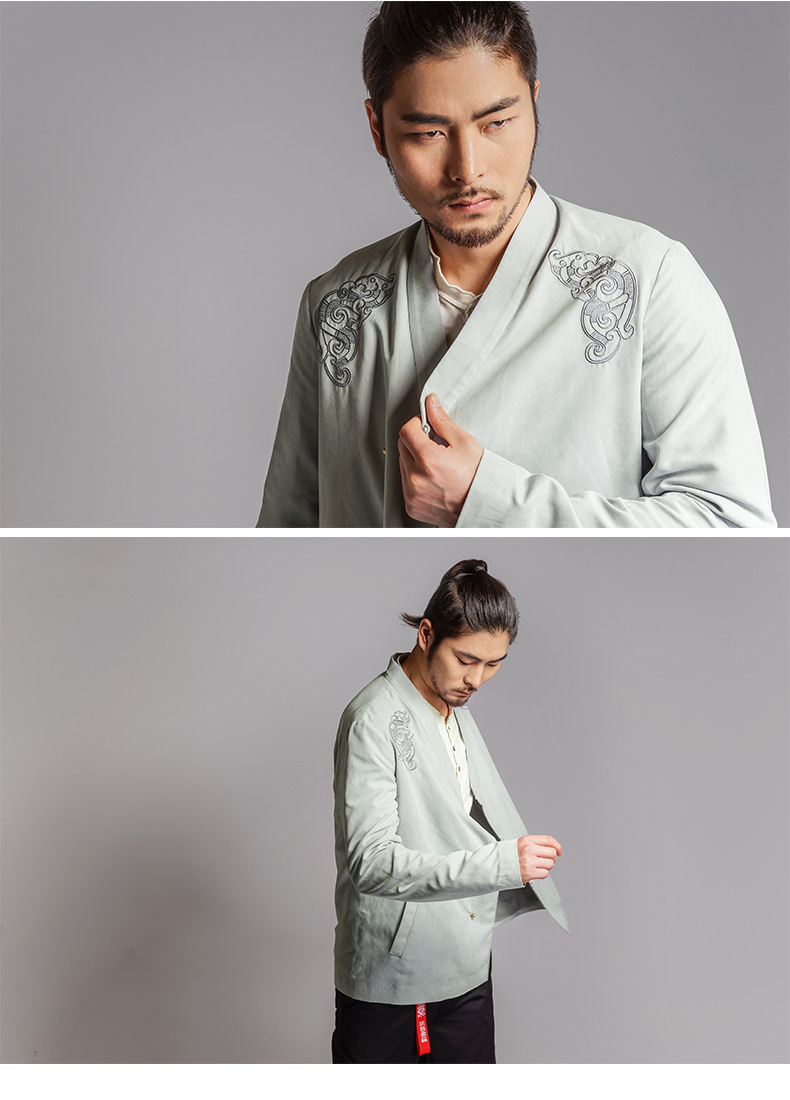 沐汉风汉元素男装外套卧龙原创设计改良汉服交领上衣中国风春装新