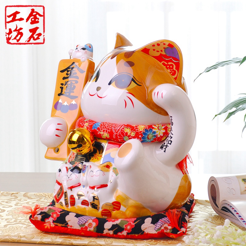 Stone workshop plutus cat furnishing articles piggy bank large Japanese ceramic piggy bank creative the counter opening gifts