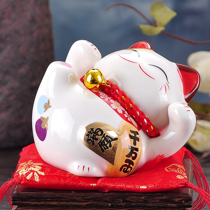 Stone workshop mini plutus cat trumpet furnishing articles piggy bank ceramic household adornment birthday gift in the New Year