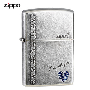zippo打火机官方旗舰店打火机zippo正版古银蓝心海外直邮ZBT-1-8