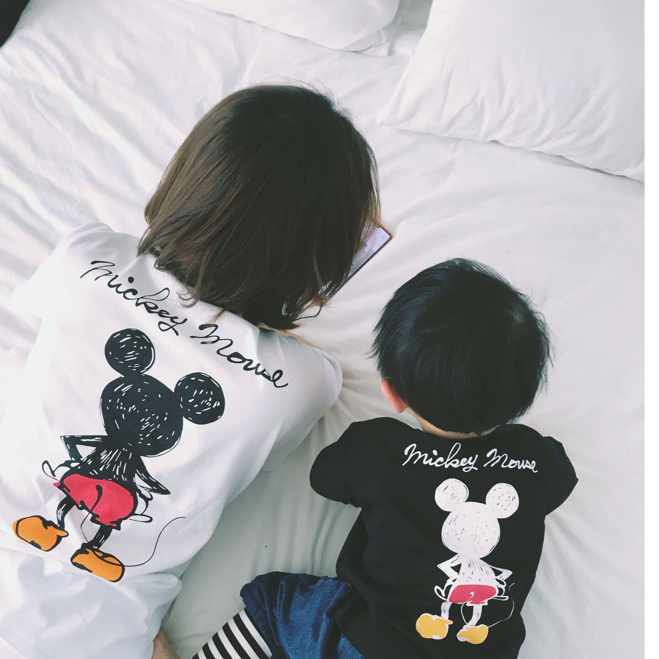 米奇亲子装短袖t恤2020卡通夏装纯棉母女半袖母子装亲子一家三口