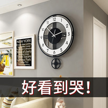 Nordic simple clock wall clock living room household fashion decoration clock Quartz clock Atmospheric art creative wall clock