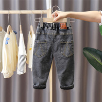 Boys with fluffy pants autumn winter gas baby warm cotton pants Wearing boys and children with thickened jeans tide outside winter