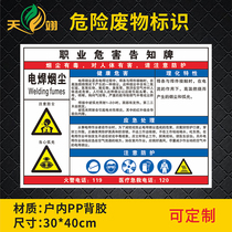 Welding smoke and dust occupational hazard notice card high temperature dust noise safety signage label label label warning sign