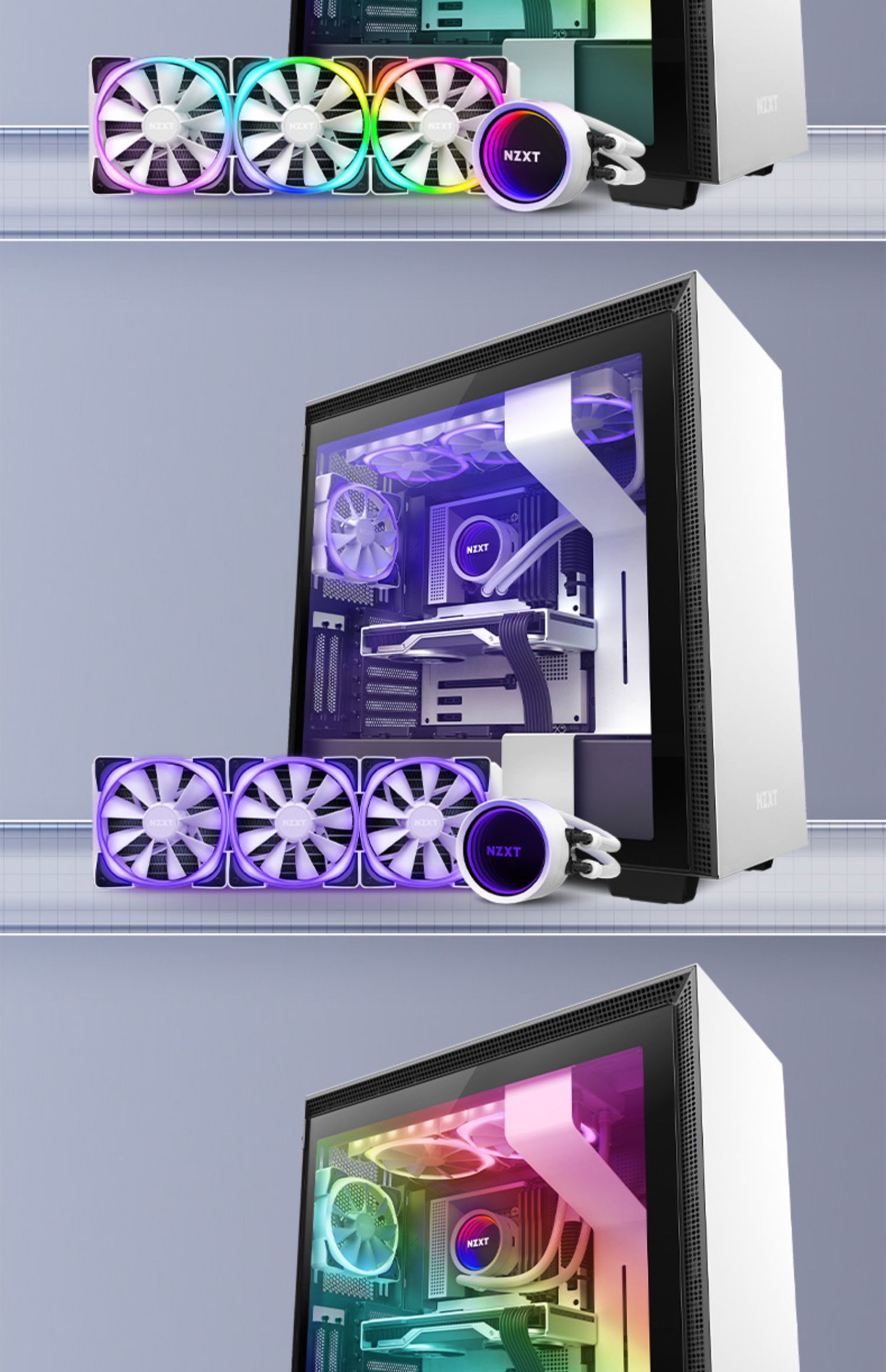 nzxt恩杰 海妖x53/x63/x73 rgb一体式水冷cpu散热器240/280/360mm