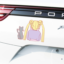 Cartoon anime cute beautiful girl warrior car sticker scratch cover decorative car sticker electric car motorcycle sticker