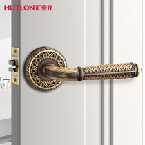Huitailong classical door lock bathroom lock yellow green bronze door lock light luxury furniture European pattern door lock