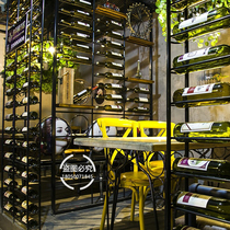 Wrought red wine rack industrial wind partition restaurant card holder screen rack music bar decoration wine cabinet creative display rack