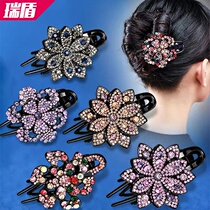 Retro hair accessories Han version Peacock big number grab clip edge clip duckbill clip water drill card hairpin Hairpin Temperament Disc Hair Accessories