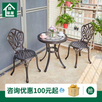 Courtyard Cast Aluminum Table & Chairs Eurostyle Creative Waterproof Sculpture Flowers Three Sets White Garden Courtyard Casual Table And Chairs Combination