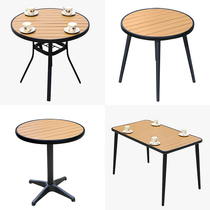 Outdoor table and chairs plastic wood and chairs imitated wood grain rain-proof sunscreen outdoor small table Round table square table long table
