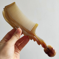 Famous corner craftsman old white buffalo horn comb anti-static comb hand-carved red comb New year gift thickening