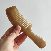 Famous horn maker natural white water horn comb big thick and wide tooth curly hair massage comb wedding gift