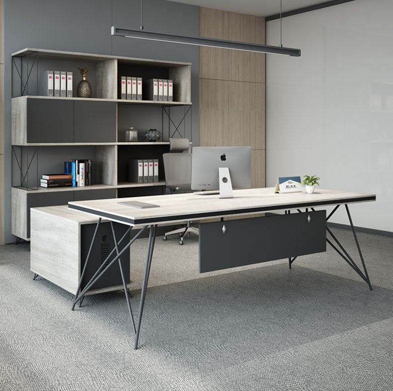 老板桌简约现代办公桌工业风格经理桌主管桌椅组合创意办公家具-阿里