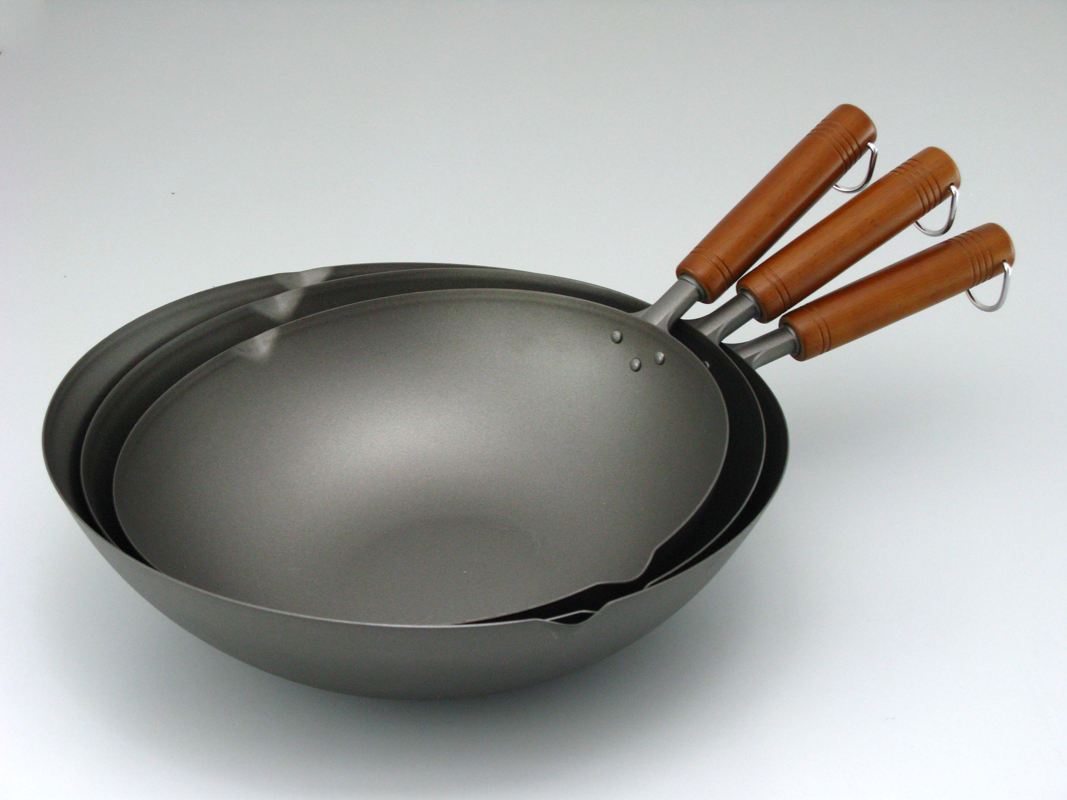 日本进口长谷元纯钛炒锅钛锅超轻爆炒女士老人适用不生锈无涂层