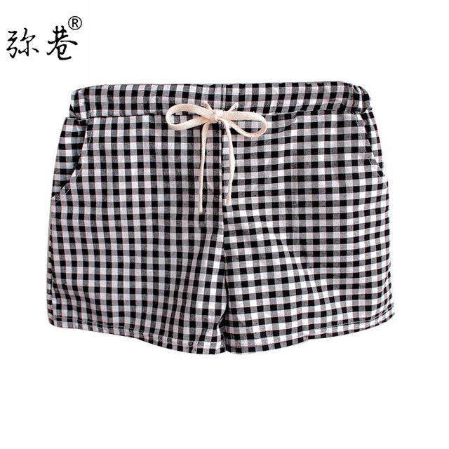 Mi Xiang Plaid Shorts Women's Summer Elastic Waist Home Pajamas Casual Size Sports Fat mm Versatile Hot Pants