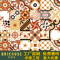 American country tile 300MM restaurant toilet tile kitchen balcony antique tile tile Flower tile small tile